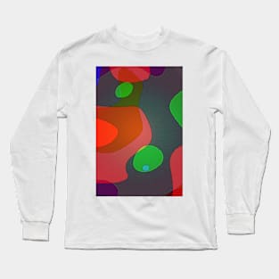 603 Groovy Red Green Grey Abstract Long Sleeve T-Shirt